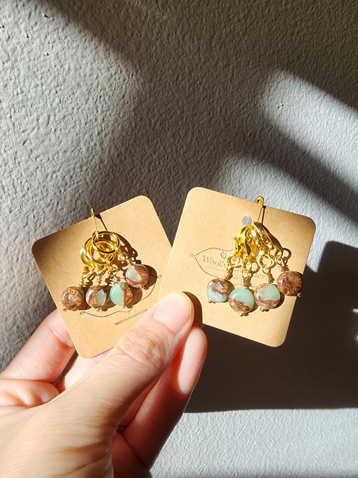 Imperial Jasper Stitch Markers – Gold (4pcs)