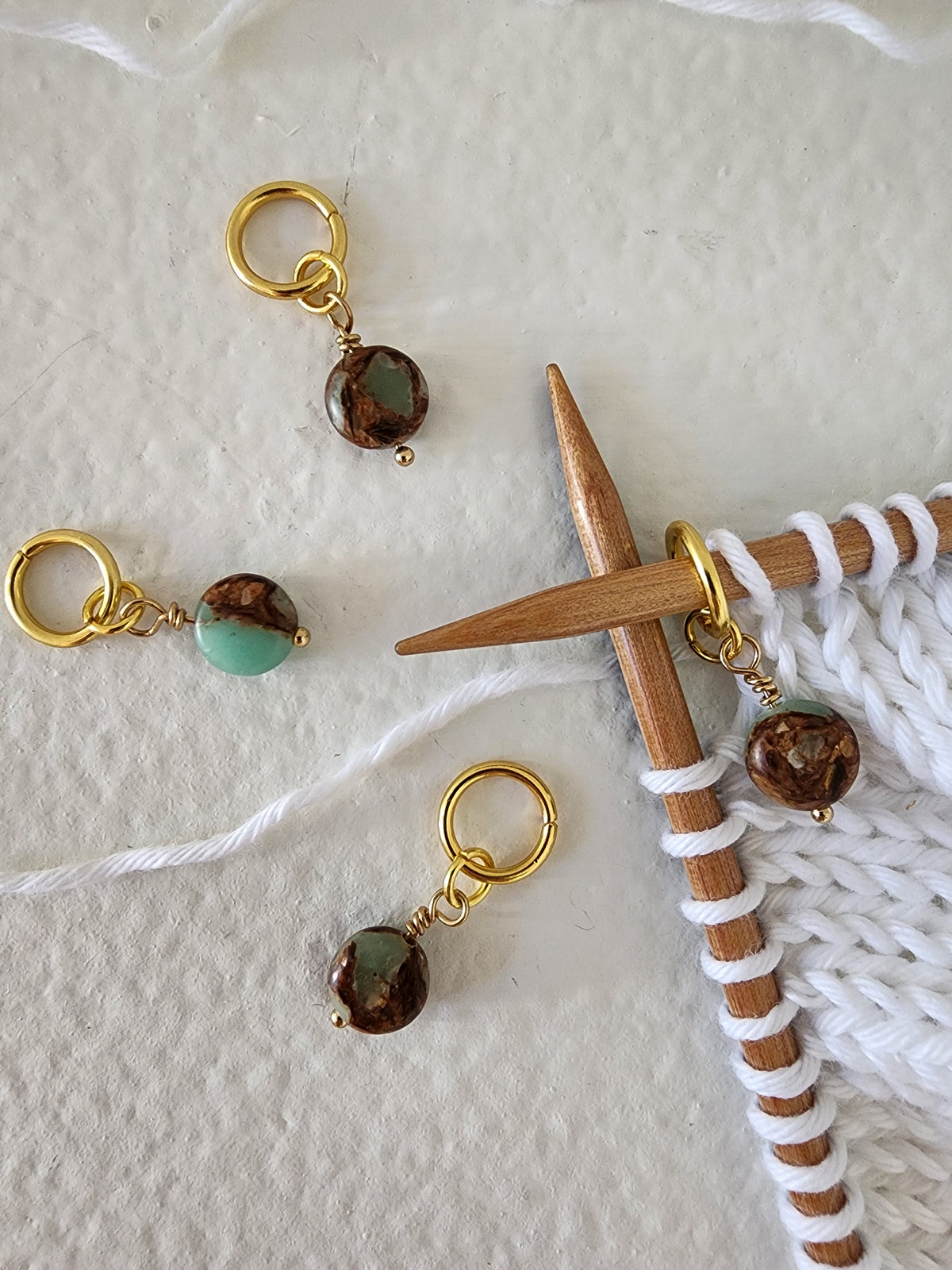 Imperial Jasper Stitch Markers – Gold (4pcs)