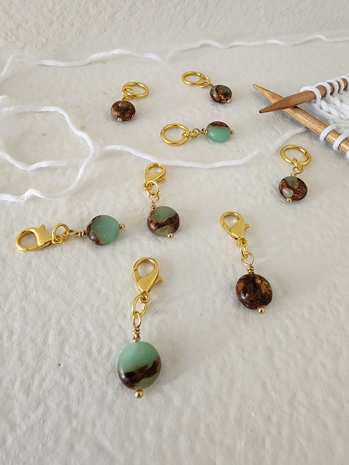 Imperial Jasper Stitch Markers – Gold (4pcs)