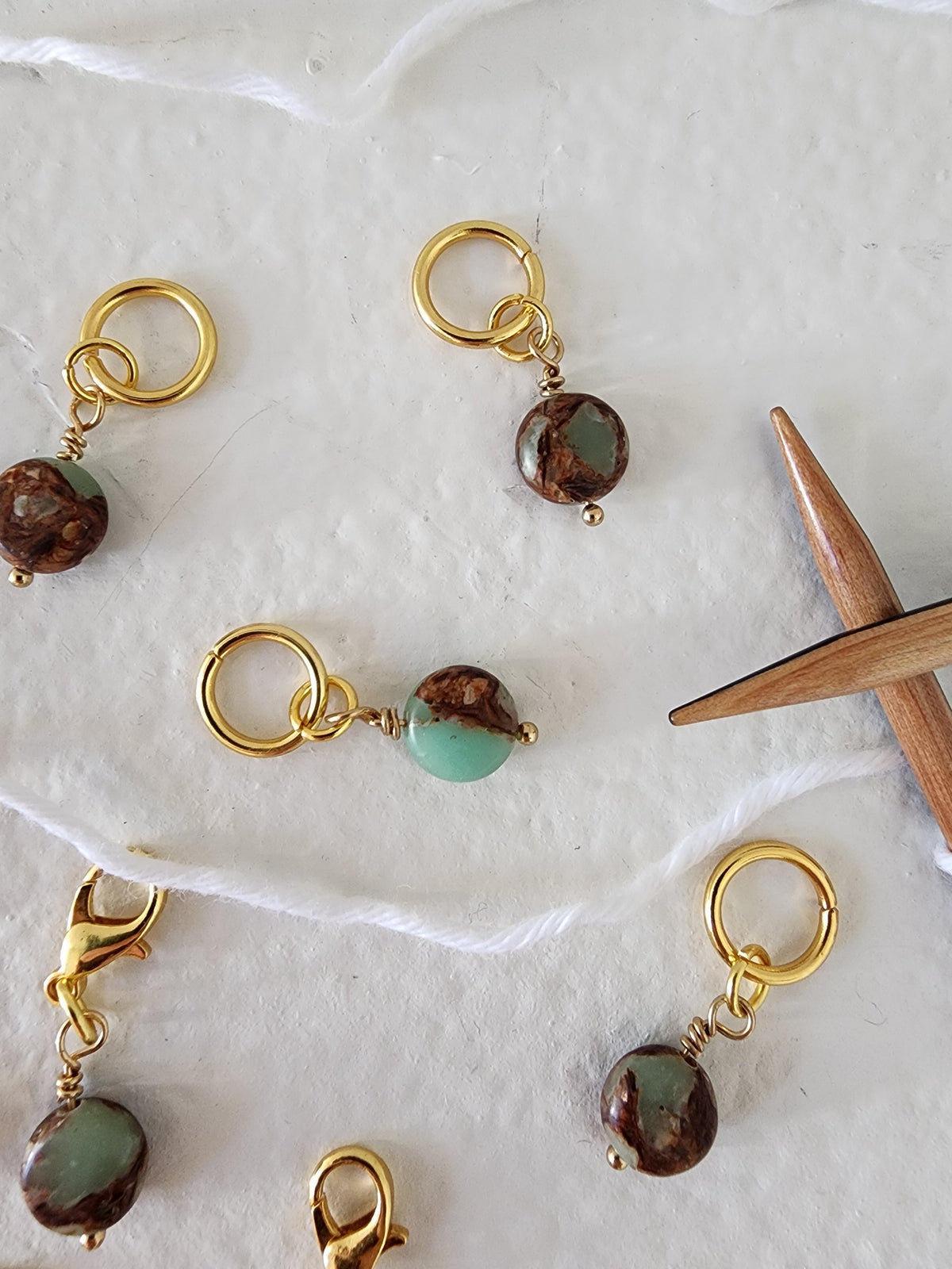 Imperial Jasper Stitch Markers – Gold (4pcs)