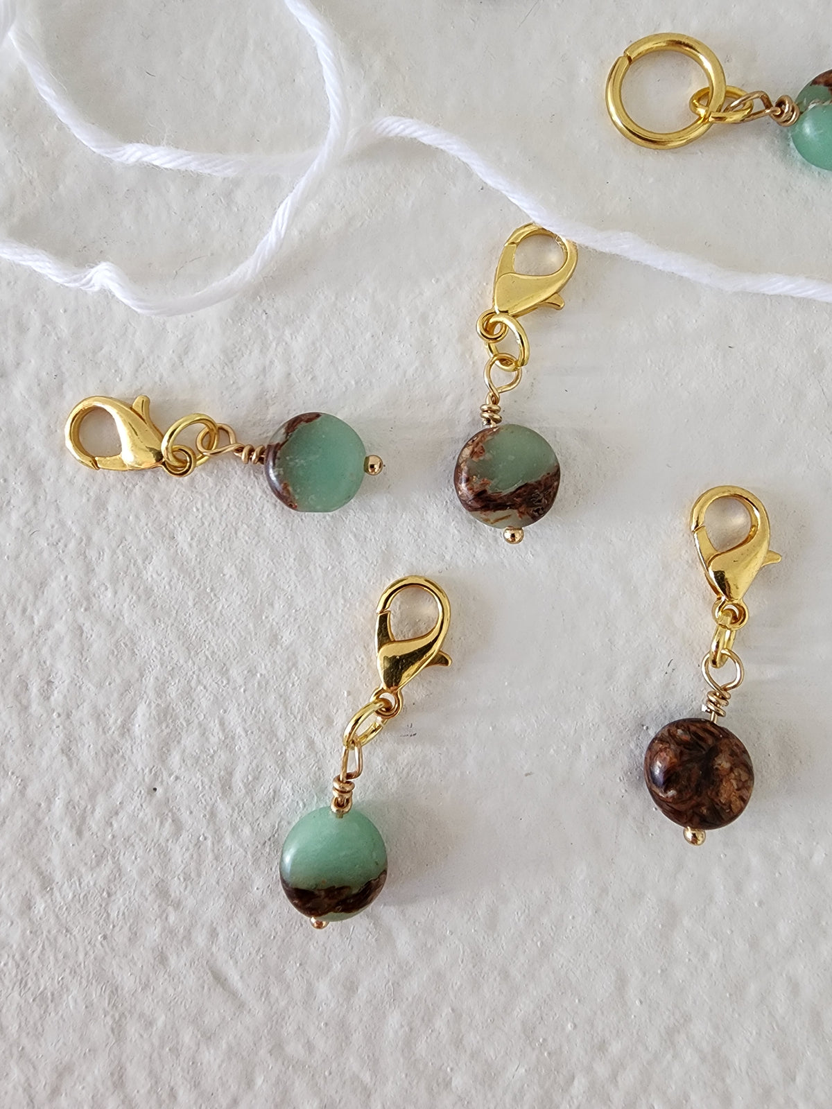 Imperial Jasper Stitch Markers – Gold (4pcs)