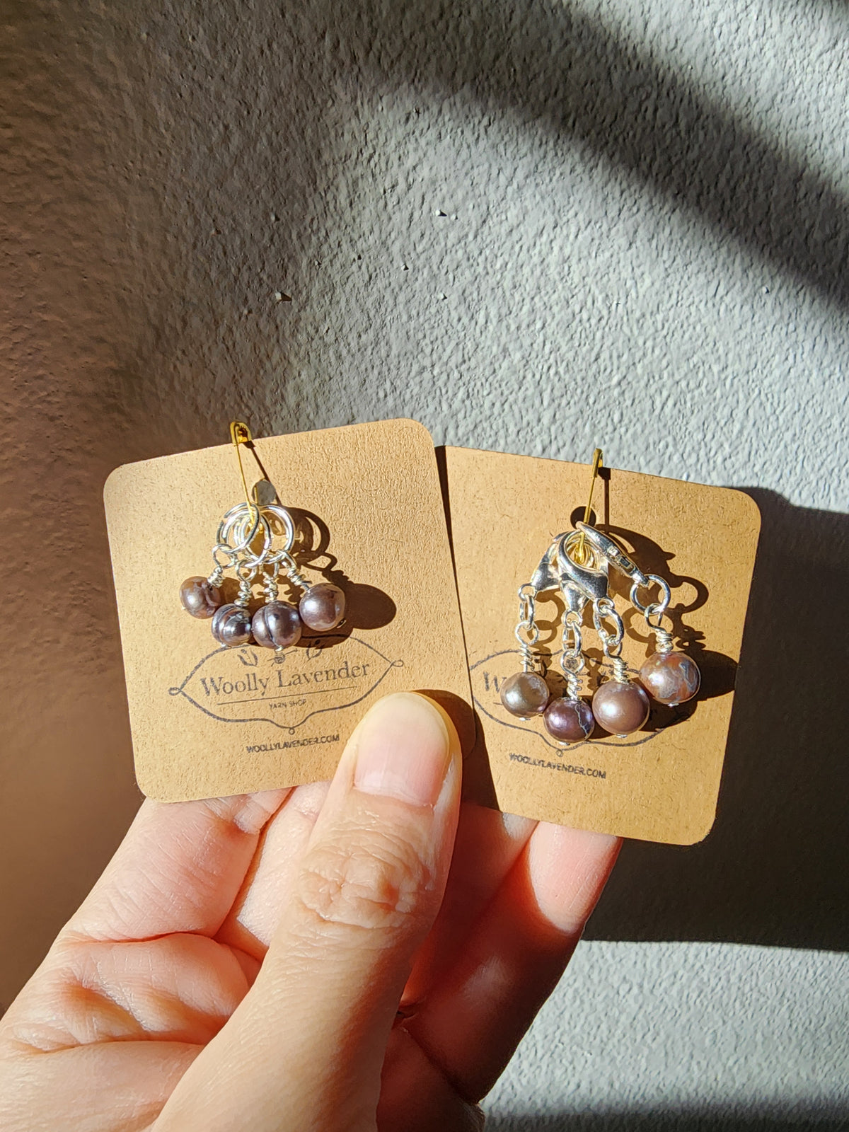 Gray Pearl Stitch Marker Set – Silver (4pcs)