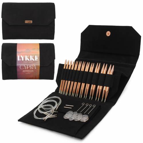 LYKKE Cypra 5″ Interchangeable Needle Set — Black Vegan Suede