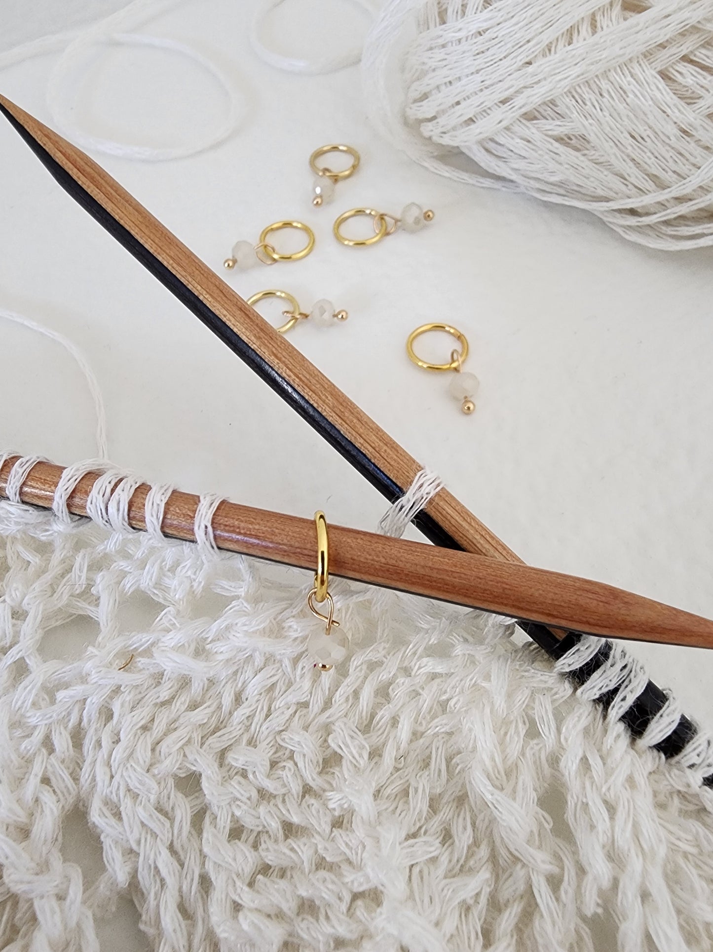 18K Gold plated Glass Bead Stich Markers (6pcs)