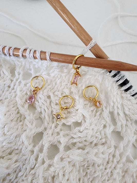 18K Gold Plated  Stich Markers CZ (4pcs)